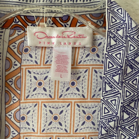 Oscar de la Renta Pink Label Vintage Geometric Robe SZ L. - Picture 3 of 7